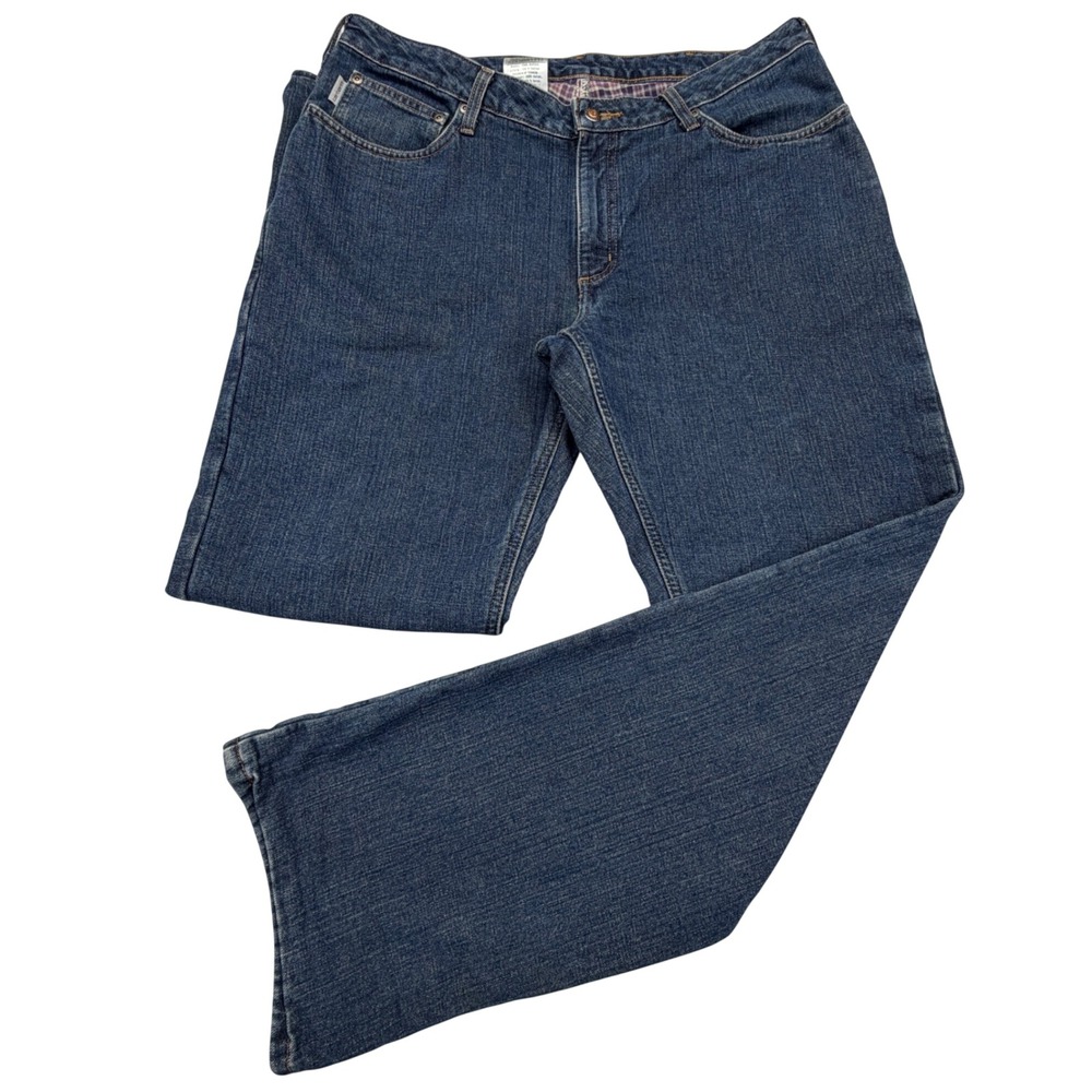 Carhartt WB022 ADT Flannel Lined Jeans Women 14 x 32 Relaxed Fit Plaid Denim